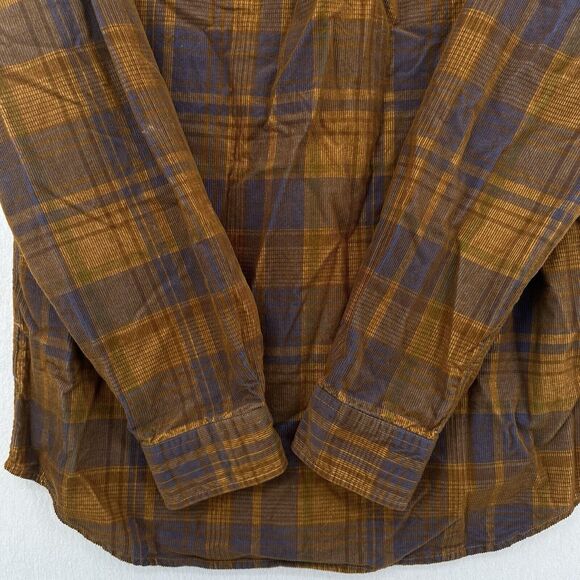 Territory Ahead Shirt Men Medium Button Corduroy Rust Brown Plaid Western Cowboy - Picture 5 of 9